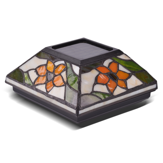 2211-F5 Tiffany Glass napelemes kültéri oszlopsapkalámpa 2211-F5 Tiffany Glass napelemes kültéri oszlopsapkalámpa